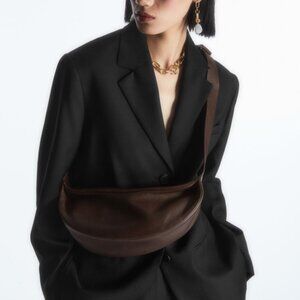 COS crossbody sling bag dark brown leather